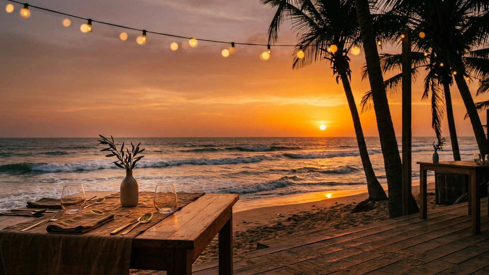 Coucher de soleil sur l'Atlantique vu de la terrasse